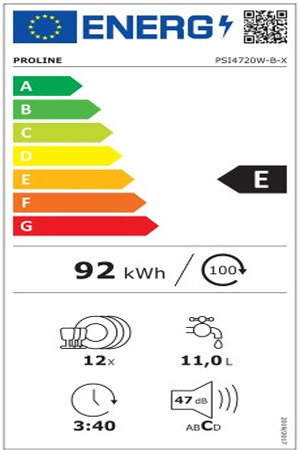 Lave-Vaisselle Proline Encastrable - Psi4720w-B-X 60cm