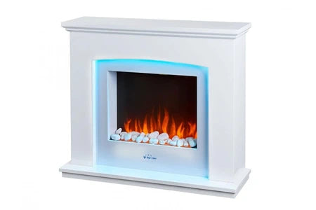 Cheminée Électrique Purline Murale 2Kw En Acier Laqué Blanc Avec Leds Et Télécommande