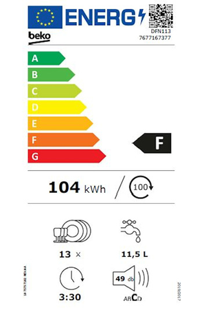 Lave-Vaisselle Beko Dfn113