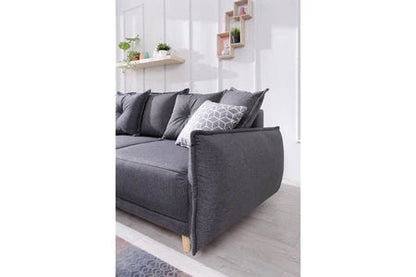 Lena - canapé d'angle réversible convertible - 4 places - style scandinave couleur - gris foncé