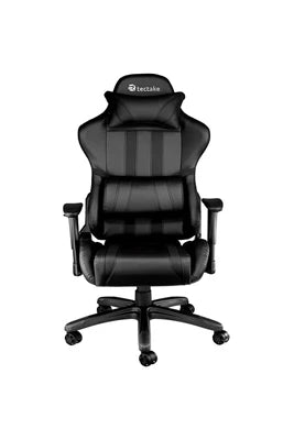 Chaise gamer avec coussin de tête et lombaires noir