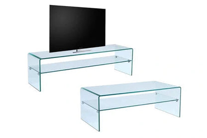 Ensemble table basse + meuble tv - verre trempé - séjour design stileos