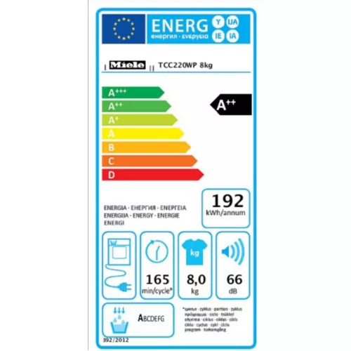 Sèche linge pompe à chaleur MIELE TCC 220 WP