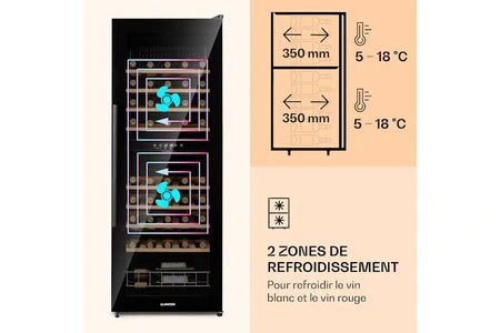 Cave De Service Klarstein Cave À Vin - Barossa 54 Duo - 2 Zones - 148 L - 54 Bouteilles - Touch-Display - Noir