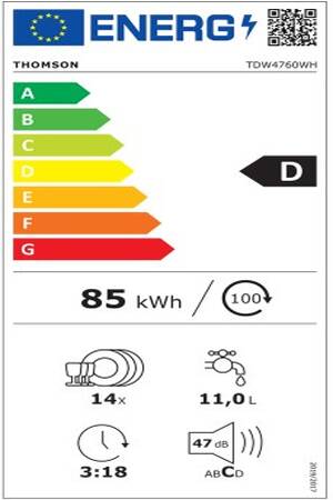 Lave-Vaisselle Thomson Tdw4760wh