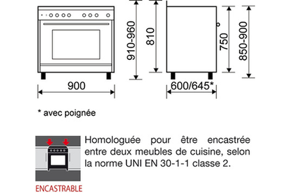 Piano de cuisson AIRLUX CC902GTIX3 - 90CM GAZ INOX