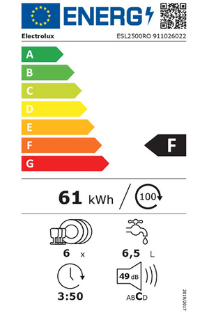Lave-vaisselle ELECTROLUX ESL2500RO COMPACT - ENCASTRABLE 60CM