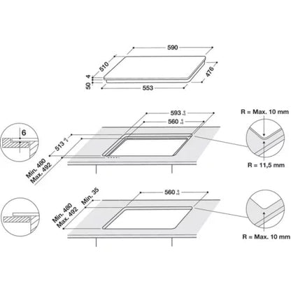 Table induction WHIRLPOOL WSQ5760NE 6eme sens