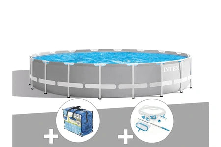 Piscine Tubulaire Intex Kit Piscine Tubulaire Intex Prism Frame Ronde 5,49 X 1,22 M + Bâche À Bulles + Kit D'entretien