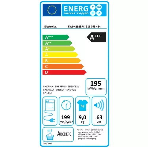 Sèche linge pompe à chaleur ELECTROLUX EW9H2923PC