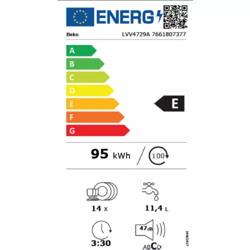 Lave vaisselle 60 cm BEKO LVV4729A